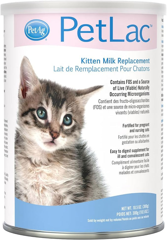 Pet-Ag PetLac Powder for Kittens - 10.5 oz - Kitten Milk Replacement Powder for Kittens Newborn to Six Weeks Old - Easy to Digest