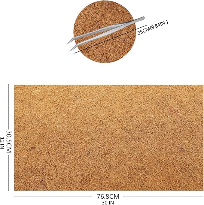 Reptile Carpet Mat, Coconut Fiber Liner,Snake Bedding,Lizard Cage Mat/Substrate for Snakes, Chameleons, Geckos ands Kitchen Use (30"x12"（2pc）)