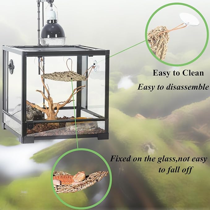 12 Pieces Bearded Dragon Tank Accessories, Reptile Hammock Plants and Vines Terrarium Branch Plants Habitat Decoration for Lizard Gecko Snake Hermit Crab