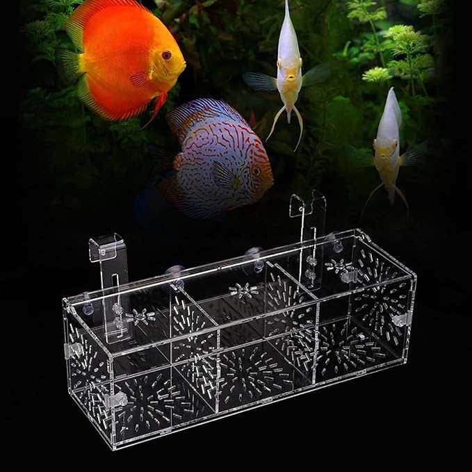 Fish Breeding Box, Acrylic Transparent Fish Breeding Isolation Box Aquarium Hatchery Incubator Holder Fish Separation Breeder Box, with Hook and Sucker Design (30CM*10CM*10CM)