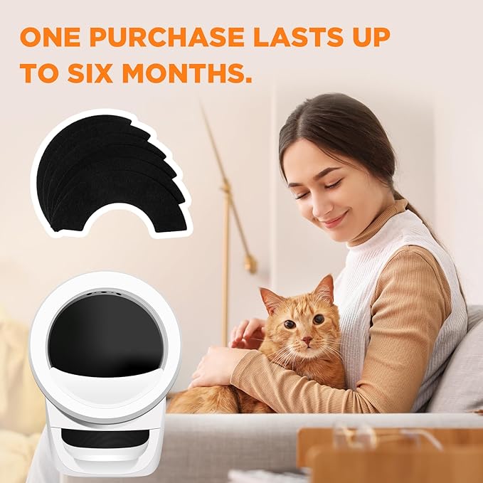 6 Pack Carbon Filters Compatible with Litter Robot 4, Cat Litter Box Filters Replacement to Absorb Odors from Automatic Cat Litter Box Robot 4 and Keep Home Fresh