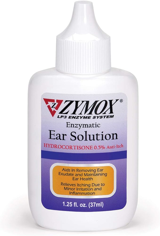 ZYMOX Enzymatic Ear Solution with 0.5-Percent Hydrocortisone, for Dog & Cat, 1.25 oz