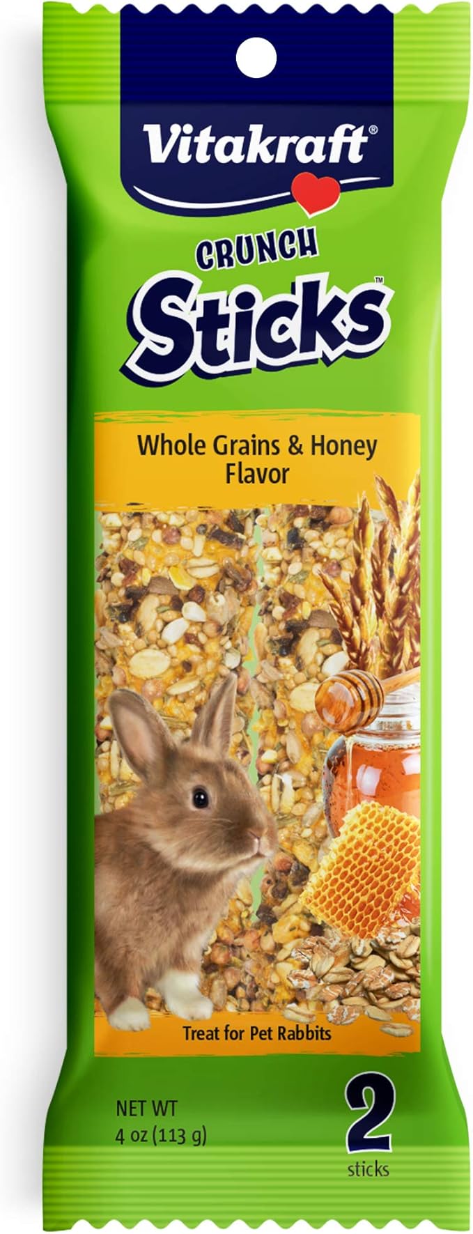 Vitakraft Rabbit Whole Grains & Honey Treat Sticks 2 Pack, 4 Ounce