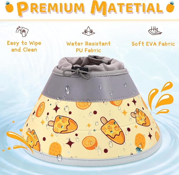 Cat Cone, Adjustable Cat Cone Collar Soft to Stop Licking, Foldable Cute Cat Cone Alternative, Water Resistant Neck Cone for Cats, Lightweight Cat Recovery E Collar for Cat Kitten（Orange, S