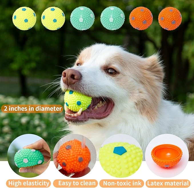 Automatic Ball Launcher for Dog, Including 9 Small Sized 2-inch Balls, Adjustable Launch Distance, Suitable for Small to Medium Sized Dogs (Blue)