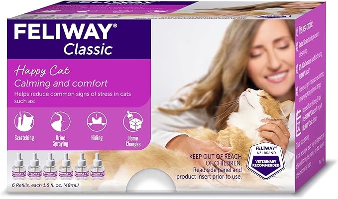 FELIWAY Classic Cat Calming Pheromone, 30 Day Refill - 6 Pack