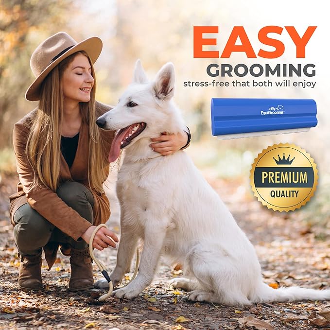 EasyGroomer Deshedding Brush for Dogs Cats Blue Undercoat Tool for Large and Small Pets Comb Removes Loose Dirt, Hair and Fur