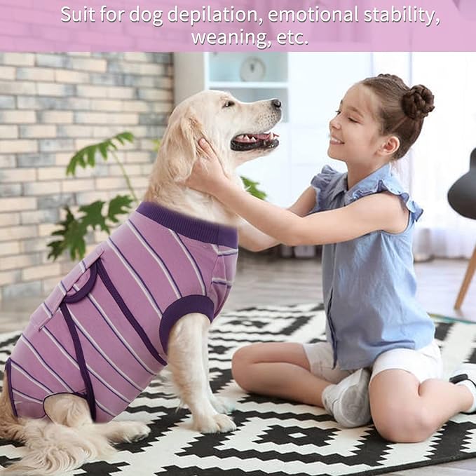 Kuoser Dog Recovery Suit, Soft Dog Onesie for Surgery Female Spay Dog Surgical Recovery Suit Male Neuter, Anti Licking Abdominal Dog Surgical Suit Pet Bodysuit Alternative to Cone of Shame, M