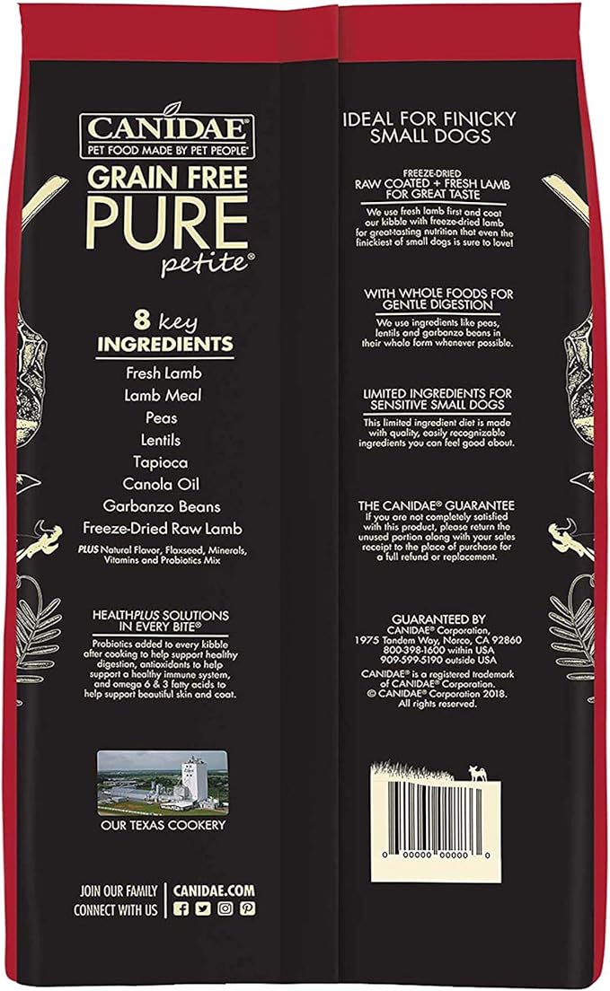 Canidae Pure Petite Freeze-Dried raw coated Recipe with Real Lamb Dog Dry 10 lbs. (Packaging May Vary)