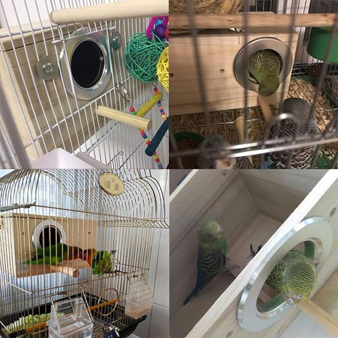 Wood Parakeet Nest Box Pet Bird House Parrot Breeding Mating Box Bird Cage Box for Lovebirds Cockatiel Parrotlets Budgerigar Parakeet (L)