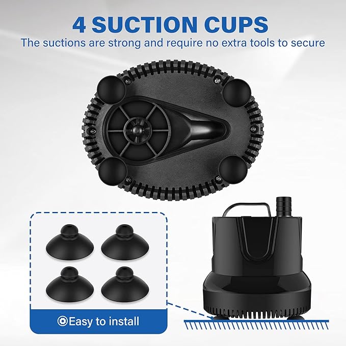 Simple Deluxe 1056GPH Bottom Suction Submersible Water Pump (4000L/H, 85W) with 13ft High Lift 3 Nozzles for Fish Tank, Pond, Aquarium, Hydroponics, Black