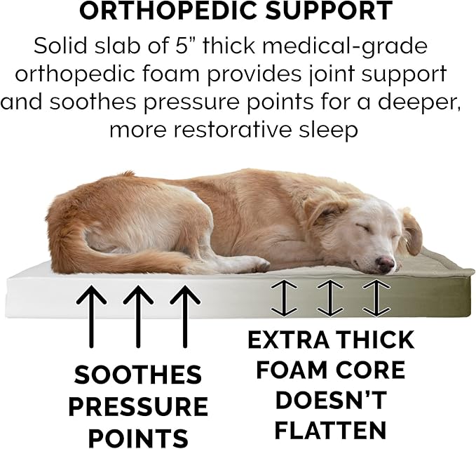 Furhaven Water-Resistant Orthopedic Dog Bed for Large Dogs w/ Removable Quilt Top & Washable Cover, For Dogs Up to 125 lbs - Indoor/Outdoor Quilt Top Convertible Mattress - Dark Sage, Jumbo Plus/XXL
