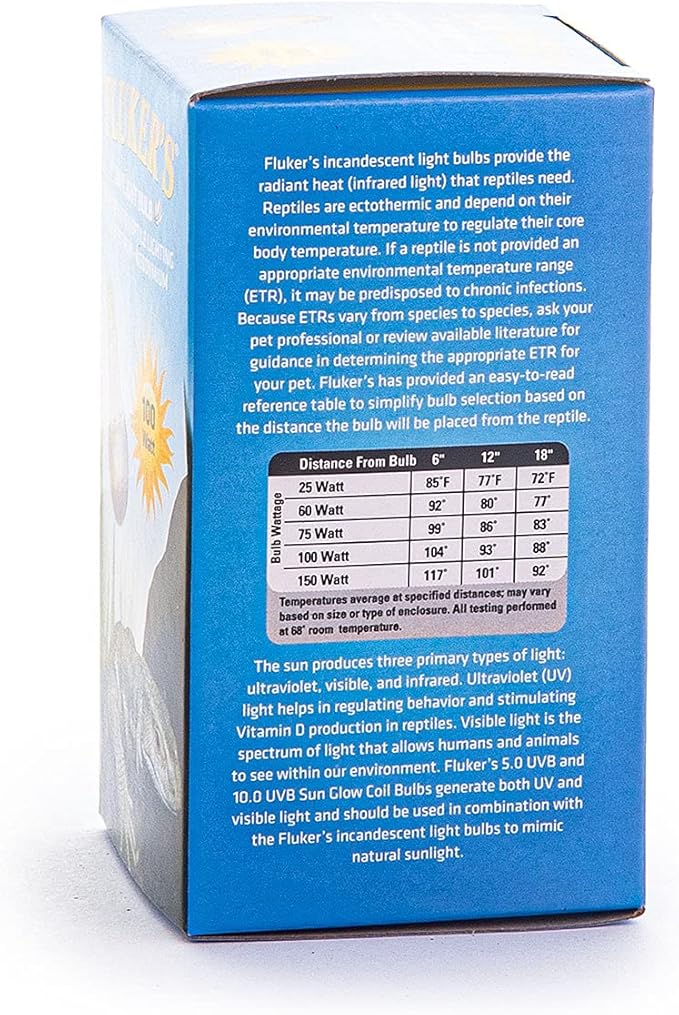 Fluker's Incandescent Reptile Lighting, Full Spectrum Daylight Bulb for Reptiles, Made with Neodymium, Provides Infrared Light, 100-Watt