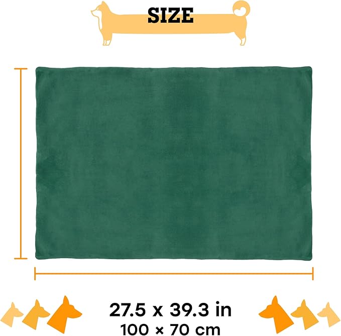 Dog Mat - 27.5 x 39.3 in Fluffy Padded Dog Blanket w/Insulation - Non Slip Kennel Mats for Sleeping - Machine Washable Bed for Dogs - Green