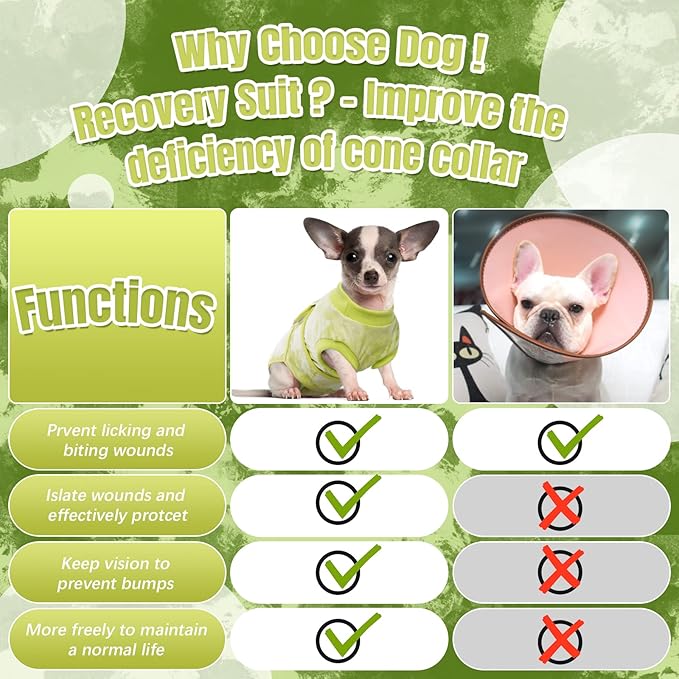 Kuoser Dog Surgery Suit, Surgical Onesie for Dogs Female Spay, Soft Dog Recovery Suit Male Neuter, Pet Abdominal Surgery Shirt Dog Body Suits After Surgery Wear, Anti Licking Dog Cone Alternative, XL