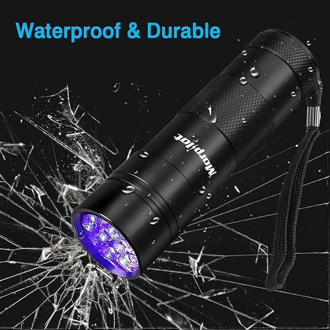 Morpilot Blacklight Flashlights uv Flashlight,12 LED 395nm Ultraviolet Blacklight 2 PCS Black Light Flashlight Mini, Torch Light Pet Urine Detector Light for Dog/Cat, Dry Stains,Resin Curing,Bed Bug