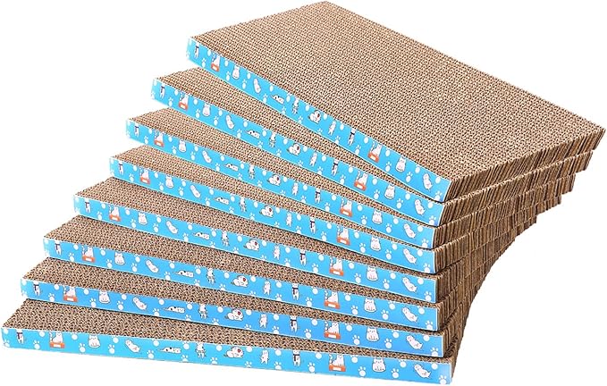 8 Packs in 1 Cat Scratch Pad, Cat Scratcher Cardboard,Reversible,Durable Recyclable Cardboard, Premium Scratch, Suitable for Cats to Rest, Grind Claws and Play (0.8" H(8 Packs))