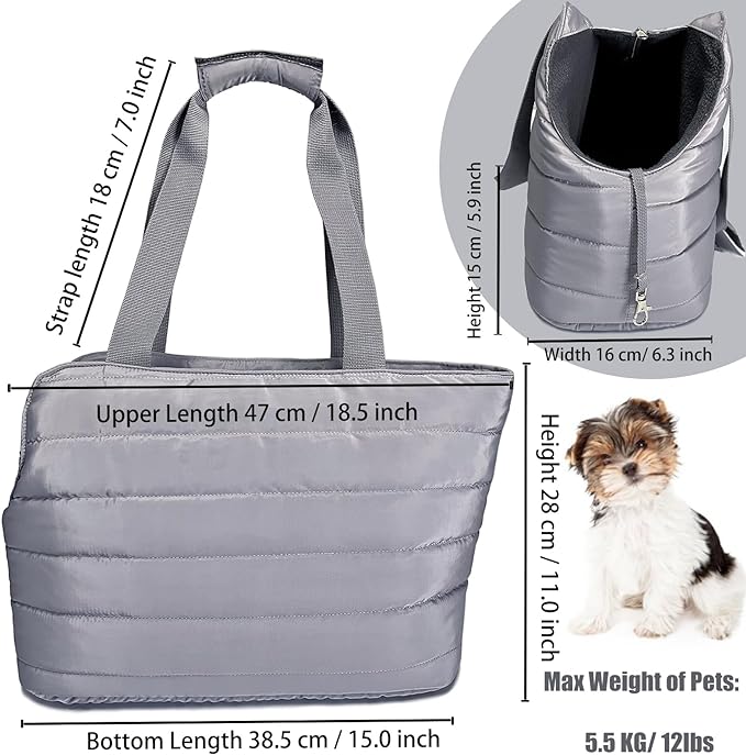 LeerKing Dog Carriers for Small Dogs Lightweight Pet Tote Bag with Polar Fleece Sturdy Puppy/Cat/Bunny Purse Bag with PVC Base Plate for Walking, Subway, Shopping, Hiking, Traveling