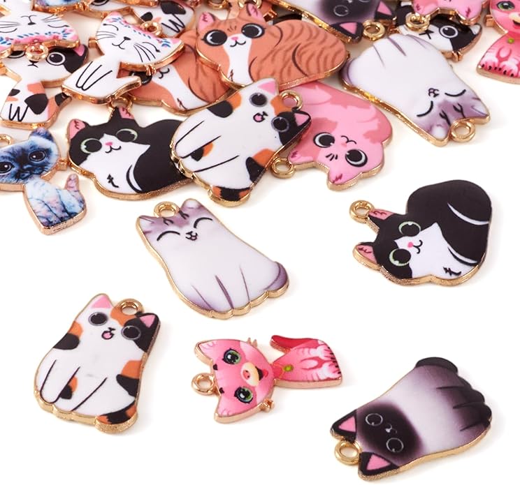 Enamel Animal Theme Charm Flower Cattle Head Cat Butterfly Fox Tortoise Charms Pendants for Earring Necklace Bracelet Keychain Jewelry Craft Making