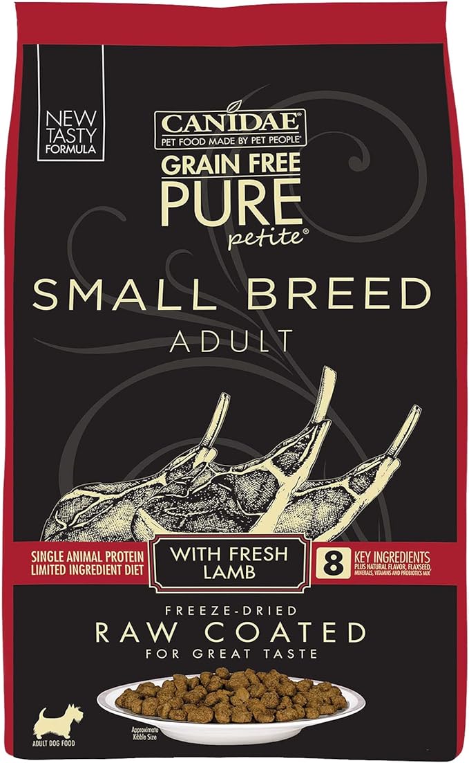 Canidae Pure Petite Freeze-Dried raw coated Recipe with Real Lamb Dog Dry 10 lbs. (Packaging May Vary)