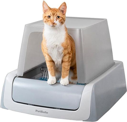 PetSafe ScoopFree Crystal Plus Front-Entry Self-Cleaning Cat Litter Box - Never Scoop Litter Again - Hands-Free Cleanup with Disposable Crystal Tray - Less Tracking, Better Odor Control