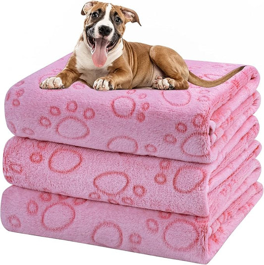 Dono 1 Pack 3 Dog Blankets, Soft Fluffy Fleece Pet Blanket Warm Sleep Mat Paw Print Design Puppy Kitten Throw Blanket Doggy Mat, Blanket for Dogs