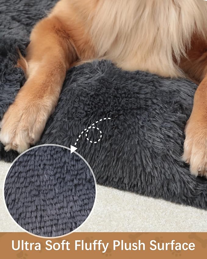 Dog Crate Pad Ultra Soft Dog Bed Mat Washable Pet Kennel Bed with Non-Slip Bottom Fluffy Plush Sleeping Mat for Large Medium Small Dogs, 29 x 18 Inch