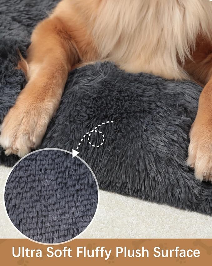 Dog Crate Pad Ultra Soft Dog Bed Mat Washable Pet Kennel Bed with Non-Slip Bottom Fluffy Plush Sleeping Mat for Large Medium Small Dogs, 23 x 17 Inch