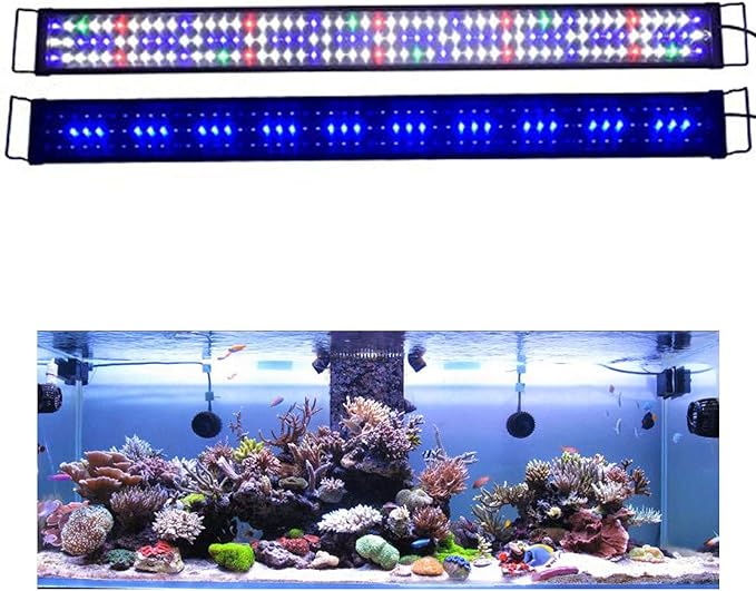 KZKR Upgraded Aquarium Light LED Full Spectrum 60-72 inch Hood Lamp for Freshwater Marine Plant 150-180 cm Multi-Color Decorations Light