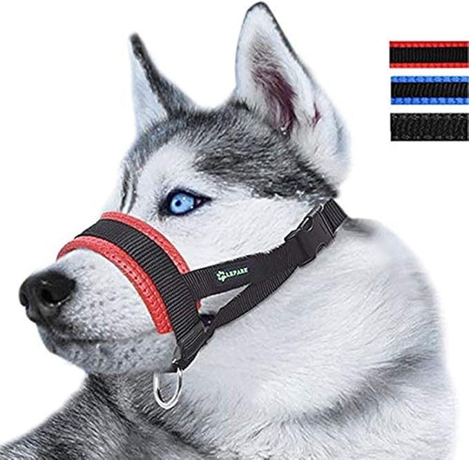 Dog Muzzle for Small, Medium, Large Dogs Prevent from Biting, Barking and Chewing, Adjustable Loop (S/Red)