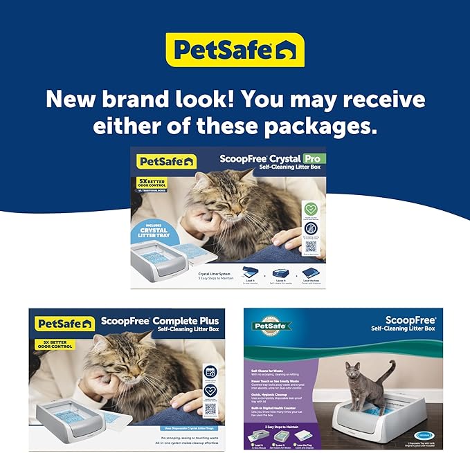 PetSafe ScoopFree Crystal Pro Self-Cleaning Cat Litterbox - Never Scoop Litter Again - Hands-Free Cleanup with Disposable Crystal Tray - Less Tracking, Better Odor Control - includes Disposable Tray