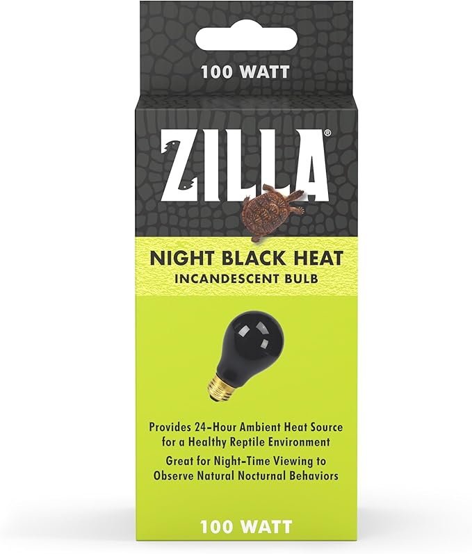 Zilla Reptile Terrarium Incandescent Heat Bulb, Night Black, 100 Watts