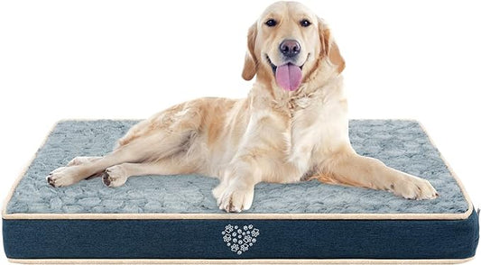 VANKEAN Waterproof Dog Crate Pad Bed Mat Reversible (Cool & Warm), Removable Washable Cover & Waterproof Inner Lining, Pet Crate Mattress for Cats and Dogs, Joint Relief Dog Bed for Crate, Navy/Grey