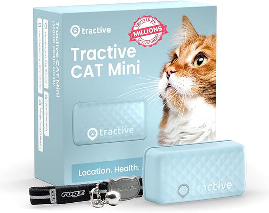 Tractive GPS Tracker & Health Monitoring for Cats (6.5 lbs+) - Market Leading Pet GPS Location Tracker | Wellness & Escape Alerts | Waterproof | Works with Any Collar (Mint)