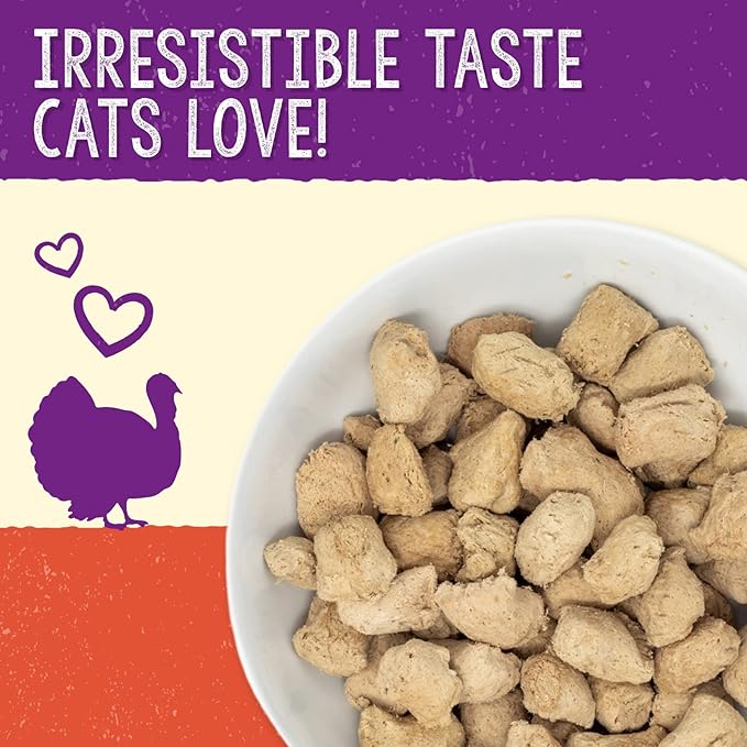 Stella & Chewy's Freeze-Dried Raw Cat Dinner Morsels – Grain Free, Protein Rich Cat & Kitten Food – Tummy Ticklin’ Turkey Recipe – 18 oz Bag
