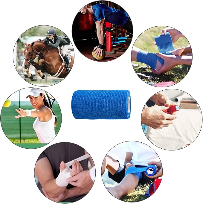 12 Pack Cohesive Bandage Tape, Self Adherent Vet Wrap, 4Inch Elastic Bandage, Flexible Athletic Self Adhesive Bandage Wrap for Handle Grip, Sports (Beige)