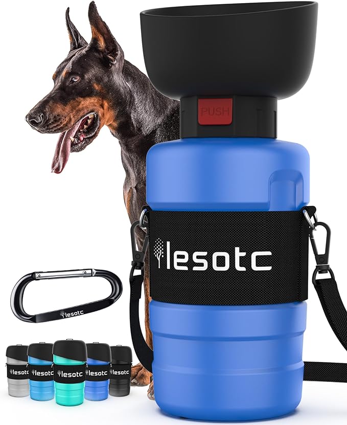 lesotc Dog Water Bottle, Portable Dog Water Dispenser, Leak Proof Pet Water Bottle for Dogs, Dog Travel Water Bottle for Outdoor Walking, Hiking, Travel, BPA-Free, Lightweight