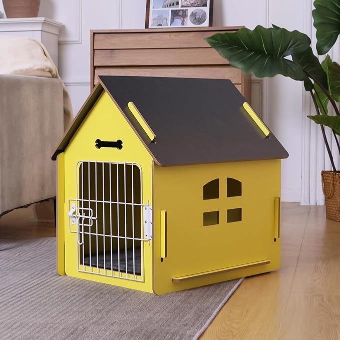 Dog House Indoor for Small Dogs or Cats, Cozy wooden design, Small indoor bed house, with Air Vents and Elevated Floor Warm Dog Cave