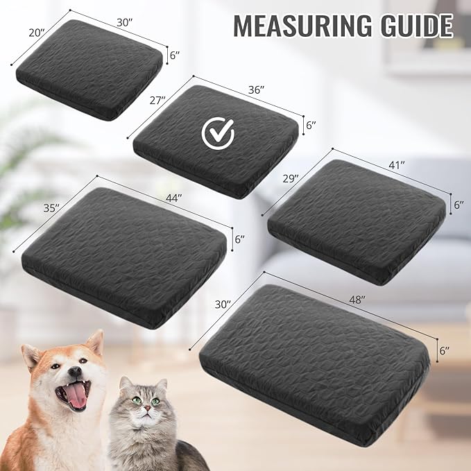 nanbowang Waterproof Dog Bed Covers Replacement Washable Pet Hair Easy to Remove, Dog Pillow Cover Quilted, Pet Bed Cover Lovely Puppy Bed Cover for Dog/Cat (27X36X6 (1pack), dark grey)