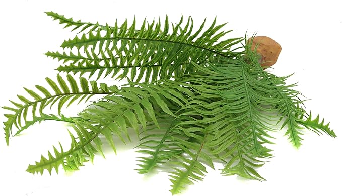 Fake Fern Plants, Reptile Plastic Terrarium Decor, Reptiles Amphibians Tank Accessories for Crested Gecko Leopard Lizard Chameleon (Fern-L)