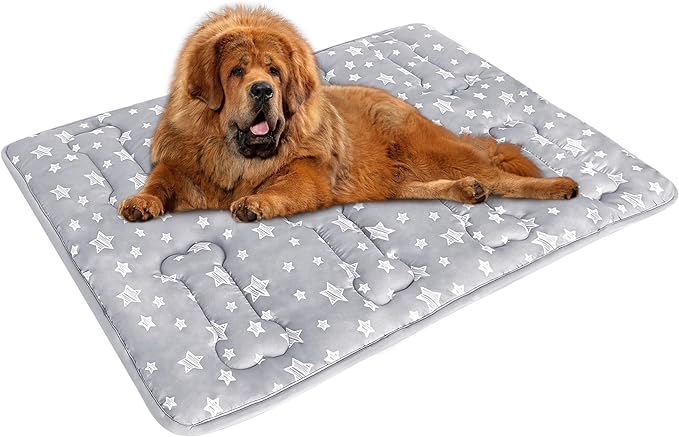 Dog Crate Mat (48" X 30"), Soft Dog Bed Mat with Cute Prints, Personalized Dog Crate Pad, Anti-Slip Bottom, Machine Washable Kennel Pad