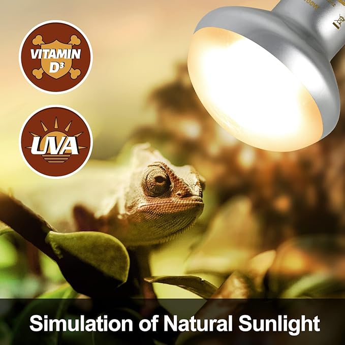 REPTI ZOO 2 Pack 100W Reptile Heat Lamp Bulbs,Upgraded Reptile Day and Night Basking Spot Bulb Combo Amphibian Infrared Heat Lamp Bulb/UVA Basking Spot Daylight Heating Light Bulb