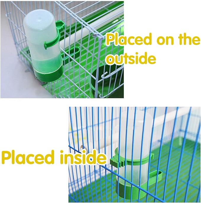 2Pcs Automatic Bird Feeder Bird Waterer & Feeder Parakeet Hanging Food Dispenser Bird Cage Accessories for Parrots Budgie, Cockatiel, Lovebirds (90 ml / 3.04 oz)