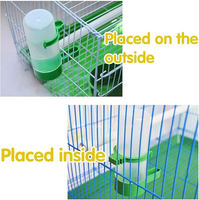 2 Pack Automatic Bird Feeder Bird Water Bottle Drinker Container Food Dispenser Hanging in Birds Cage for Parrots Budgie Cockatiel Lovebirds 60ml & 150ml