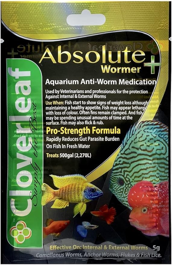 Plymouth Discus Product WORMER Plus - Freshwater and Saltwater Fish Powder Medication. With parasites and Flukes. (5G - Treats 600 GALLONS)