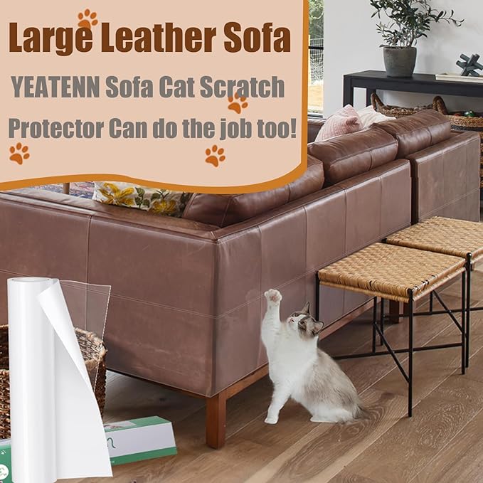 Cat Couch Protector（Thickened） 158"x15"Vinyl Anti Cat Scratch Furniture Protector, Leather Sofa Couch Protector for Cats,Fabric Sofa Couch Cat Scratch Protector,Cat Scratch Deterrent Tape