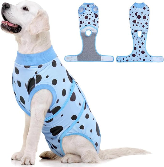Kuoser Recovery Suit for Dogs, Surgical Suit for Neutered Spayed Pets Dog Body Suits After Surgery Cone Alternative Dog Weaning Skin Protection Wear Professional Dog Onesies for Large Dogs,Blue 2XL