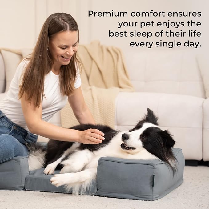 BALANCE Cooling Dog Sofa Bed, 3 in 1 Dog Beds with Removable Washable Cover, Reversible Cushion Dog Couch Summer Comfort Pet Sofa Bed