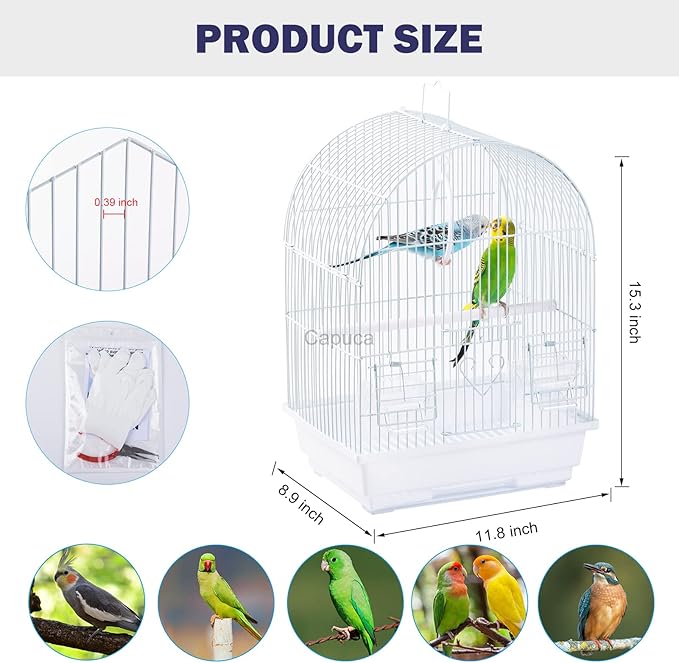 Small Bird Travel Cage - Lightweight Small Birds Starter Kit with Birdcages and Accessories Great for Parakeets Lovebirds Parrotlets Finches Canaries