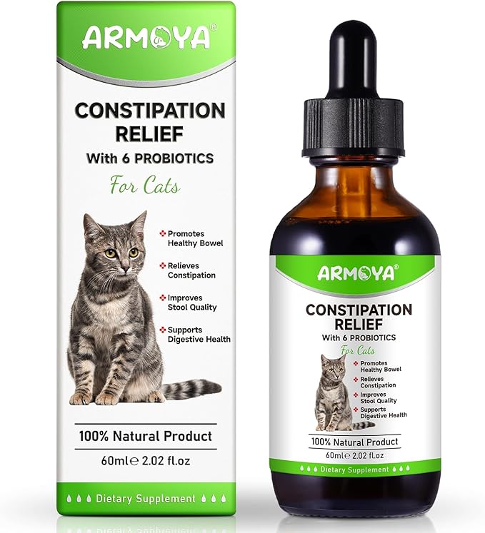 Cat Constipation Relief, Constipation Relief for Cat, Cat Laxative Constipation Relief, 100% Natural Cat Laxative with 6 Probiotics Cat Stool Softener, Promotes Digestive Health - 2 fl oz